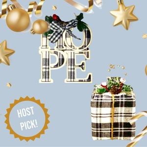 🆕Set of 2 Ornaments - HOPE & GIFT BOX Matching Ornaments! Pine & Berry Design